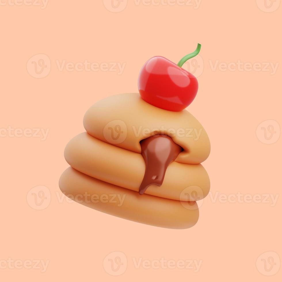 3d rendering of melted chocolate stacked pie icon illustration photo