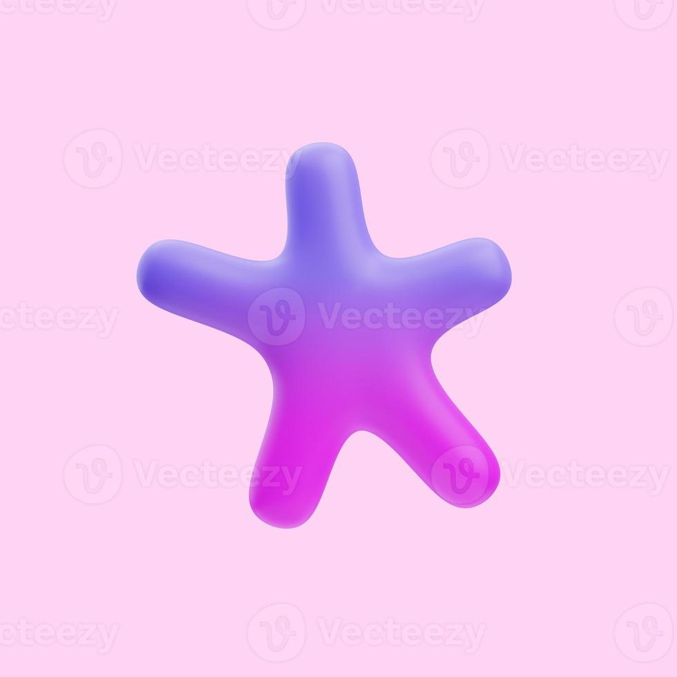 3d rendering of gradient colored abstract star shape icon illustrations, for layout decoration and more photo