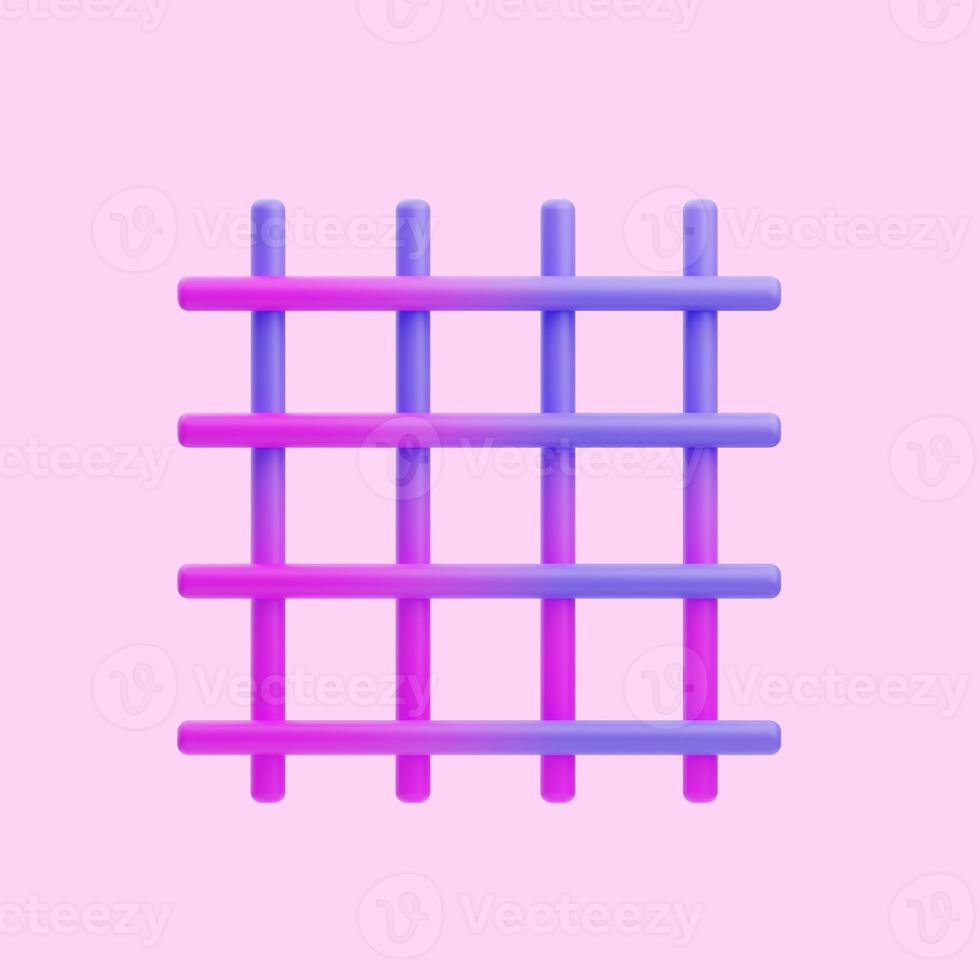 3d rendering of gradient colored checkered grid shape icon illustrations, for layout decoration and more photo