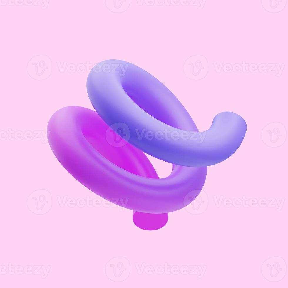 Representación 3d de la ilustración del icono de forma de curva circular hacia arriba de color degradado, para decoración de diseño y más foto