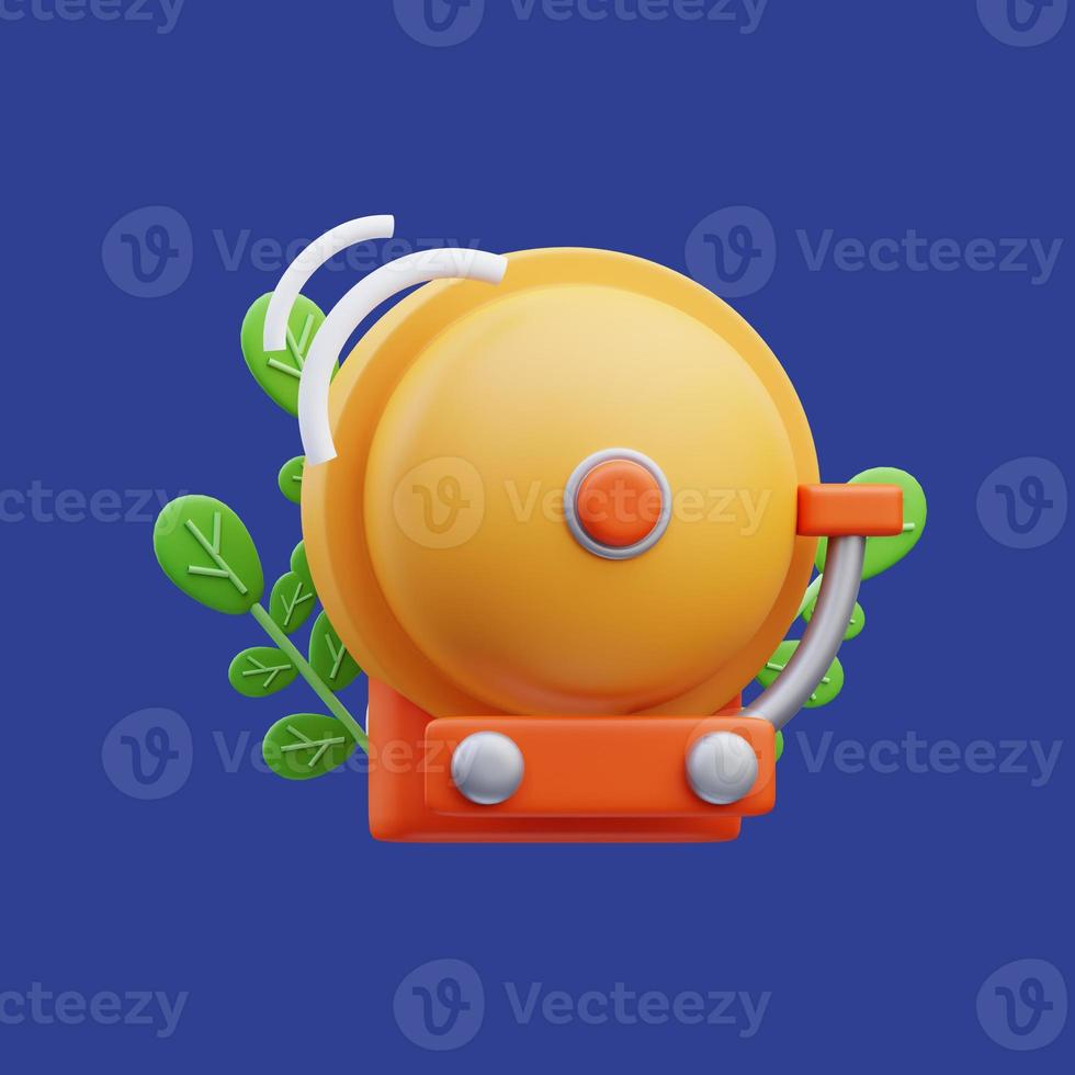 3d rendering of school bell icon illustration, back to school photo