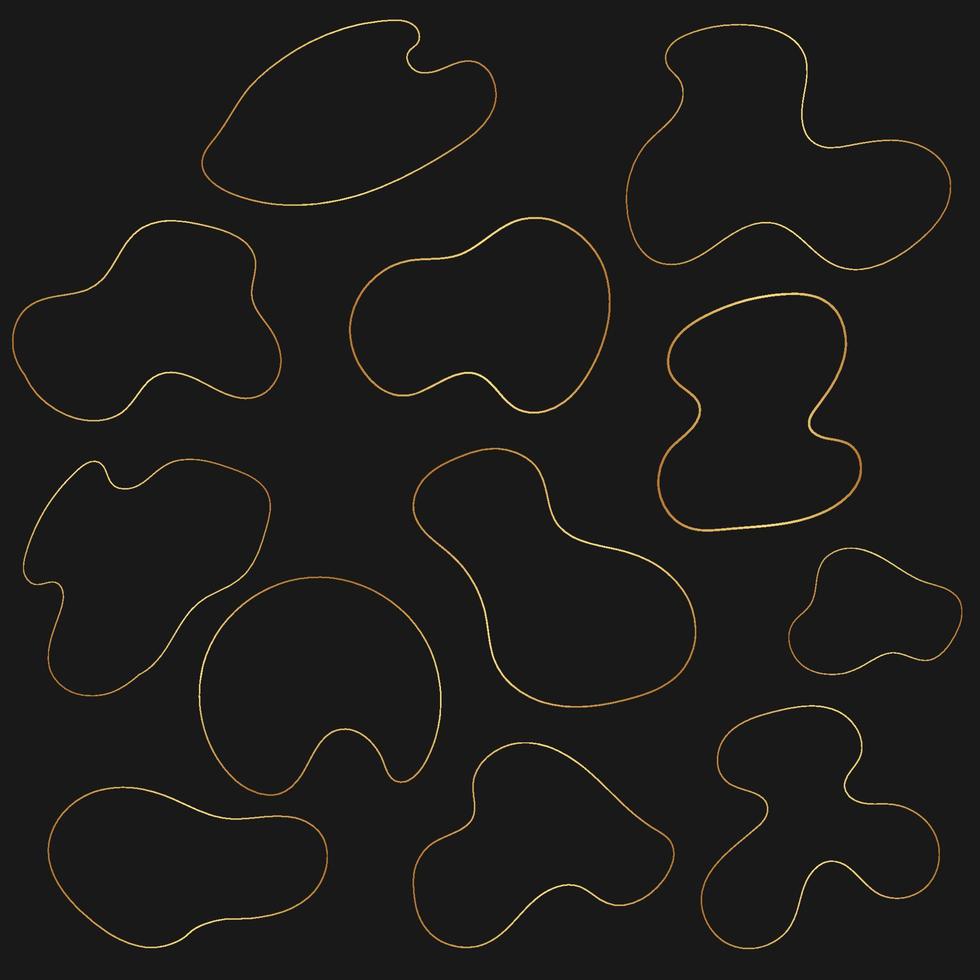 Gold Organic Line Gradient Blob shapes vector