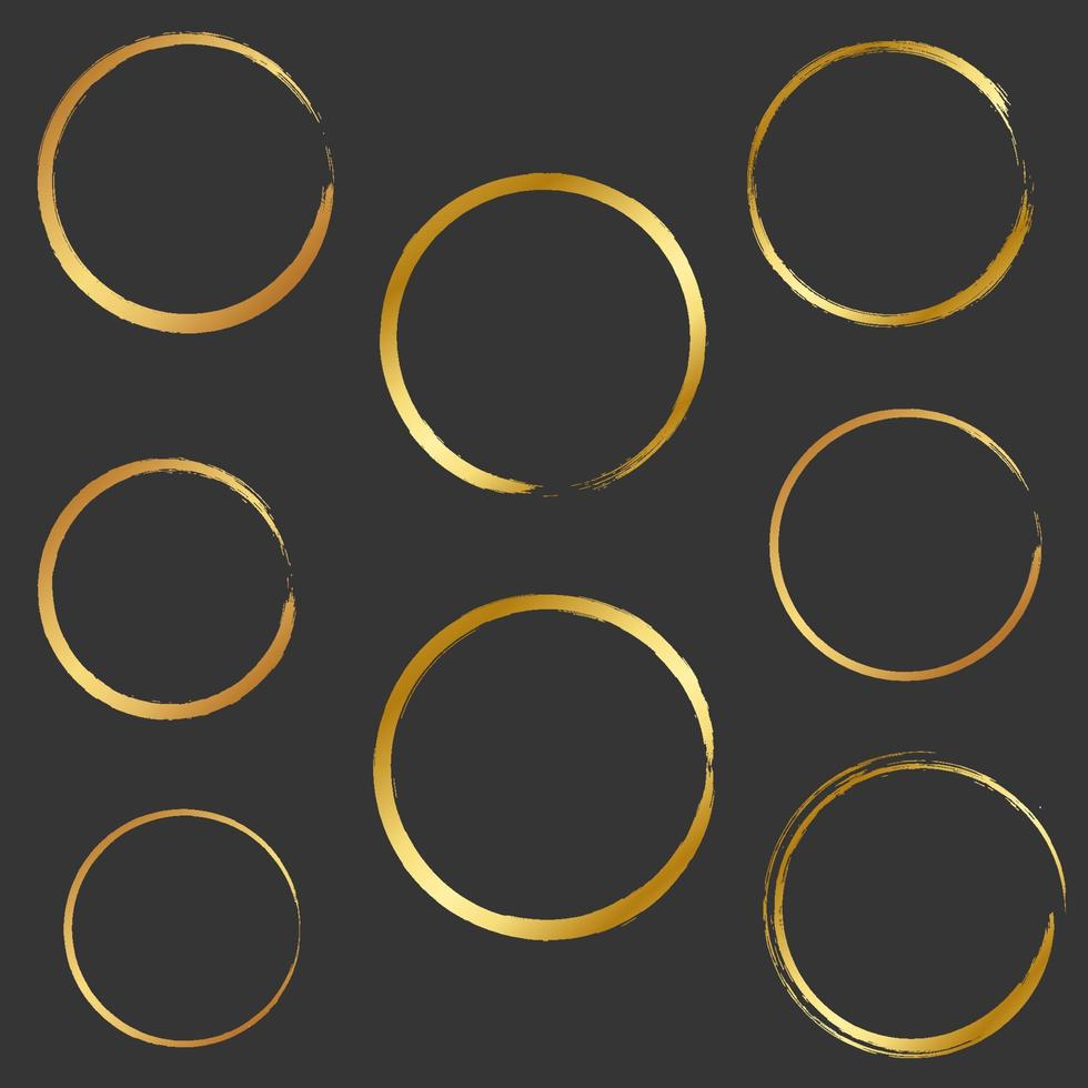 gradiente de marco de círculo dorado con estilo de trazo de pincel vector