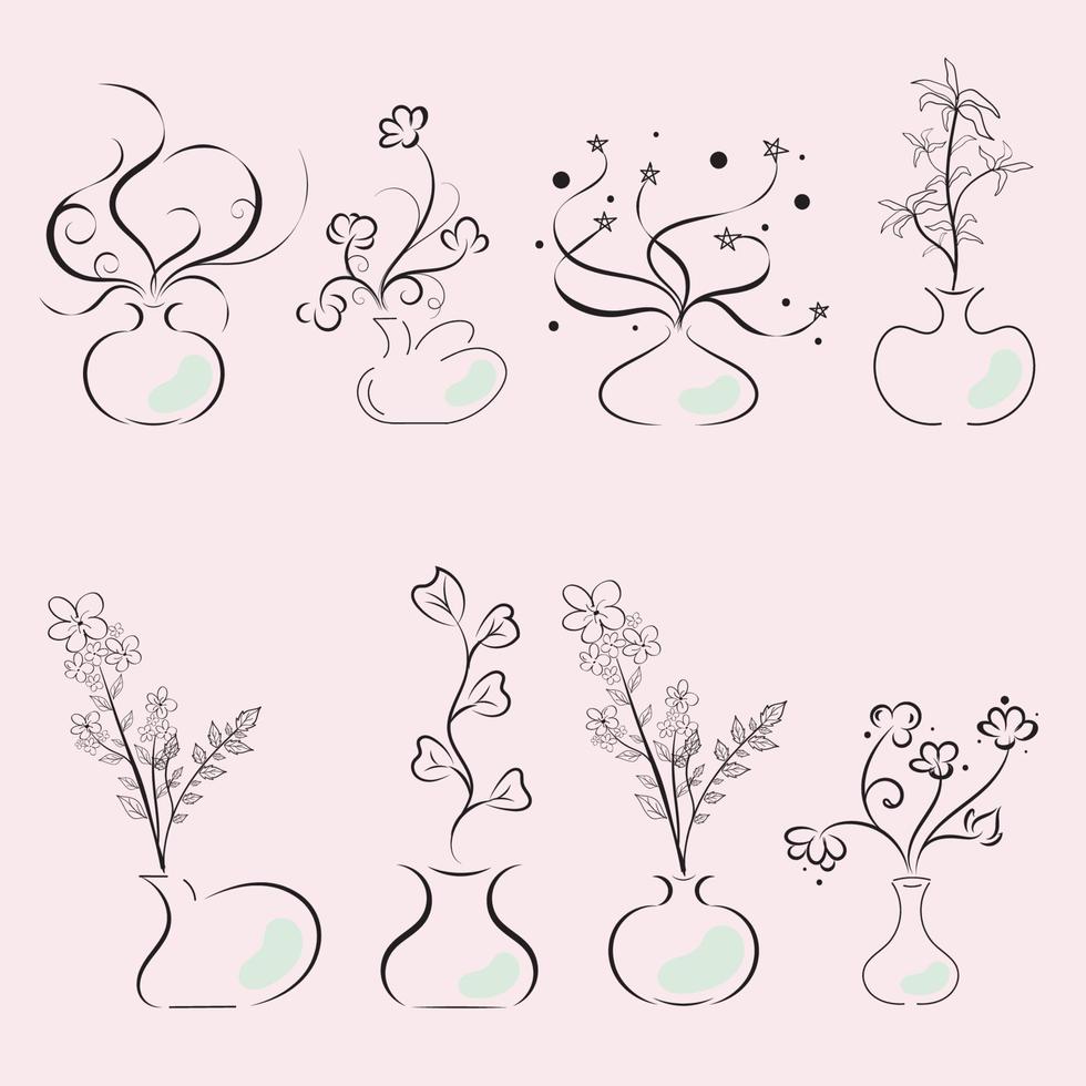 Abstract Magic flower in vase with organic shapes, Fantasy flower vector