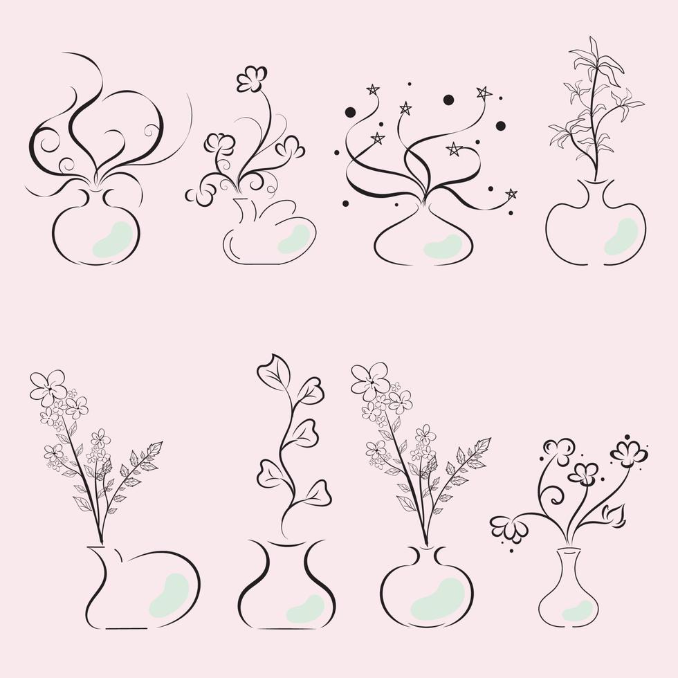 Abstract Magic flower in vase with organic shapes, Fantasy flower vector