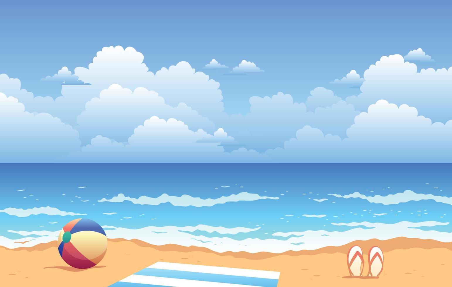 Summer Time Beach Landscape Illustration vector