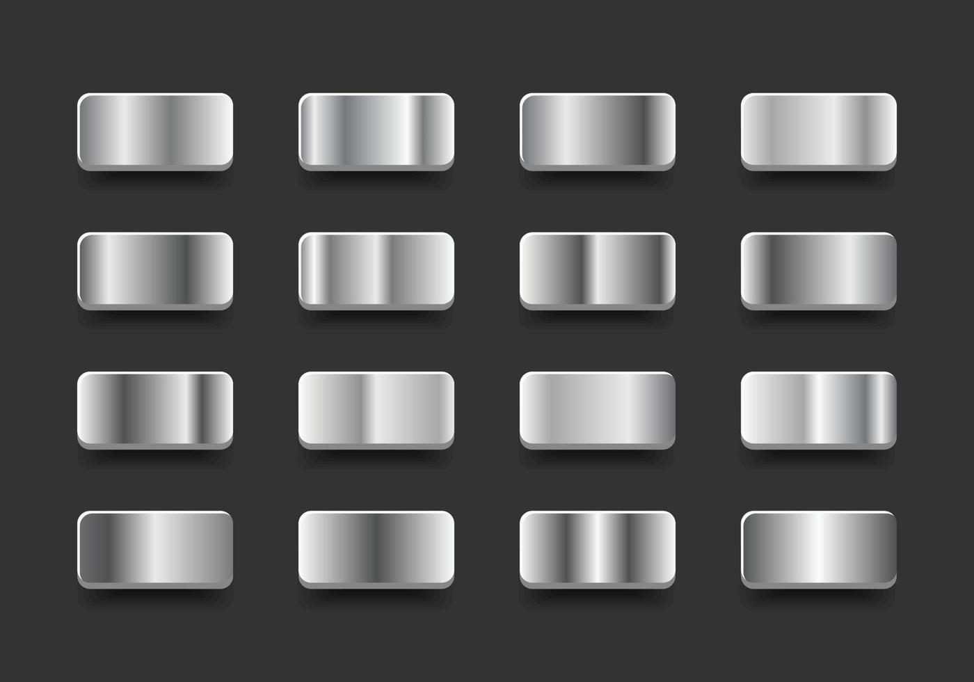 Silver Gradient Collection Set For Backgrounds, Label, Cover, Ribbon, Banner, Coin, Flyer, Frame, Card, Poster, Ring etc. vector