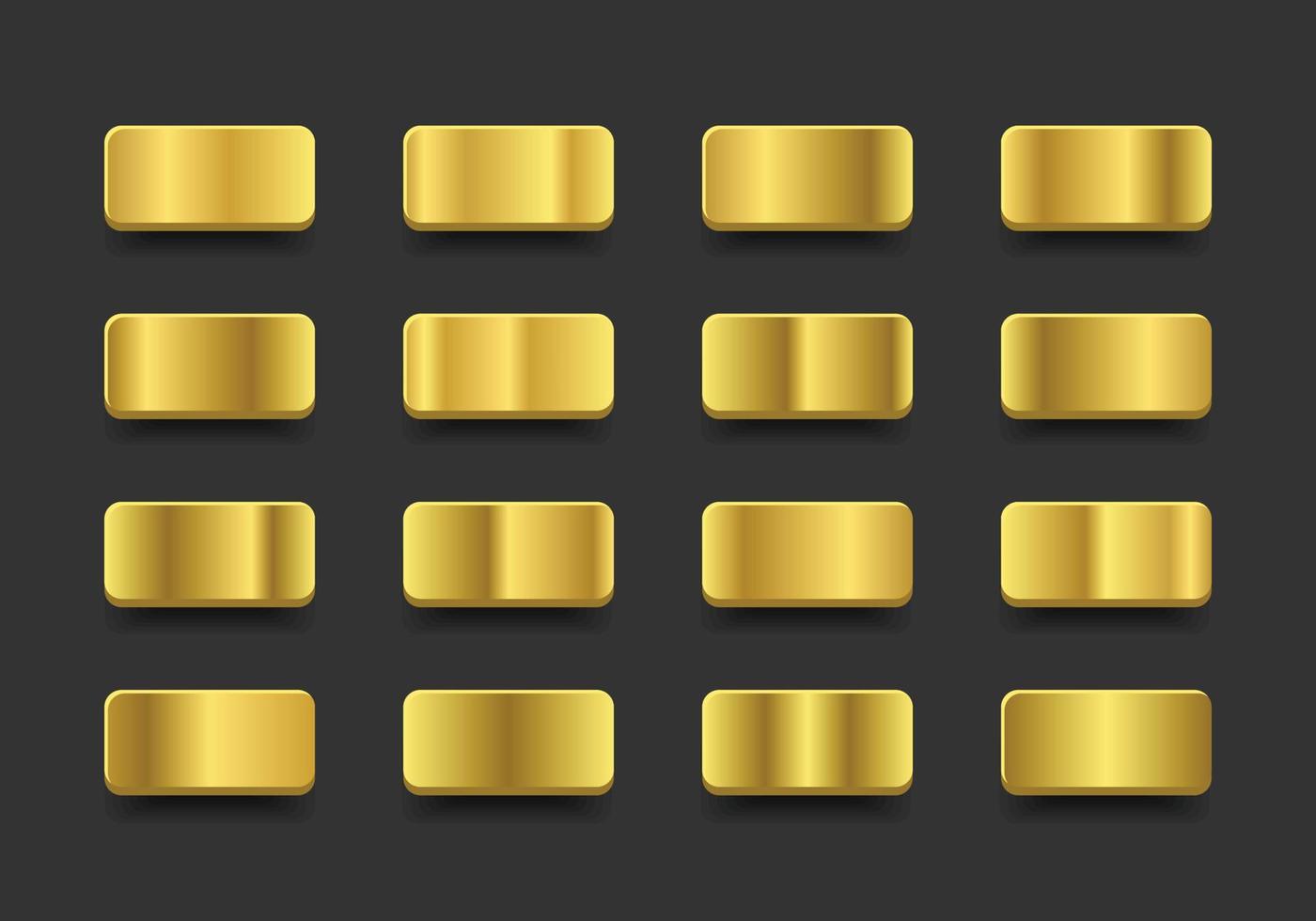 Gold Gradient Collection Set For Backgrounds, Label, Cover, Ribbon, Banner, Coin, Flyer, Frame, Card, Poster, Ring etc. vector