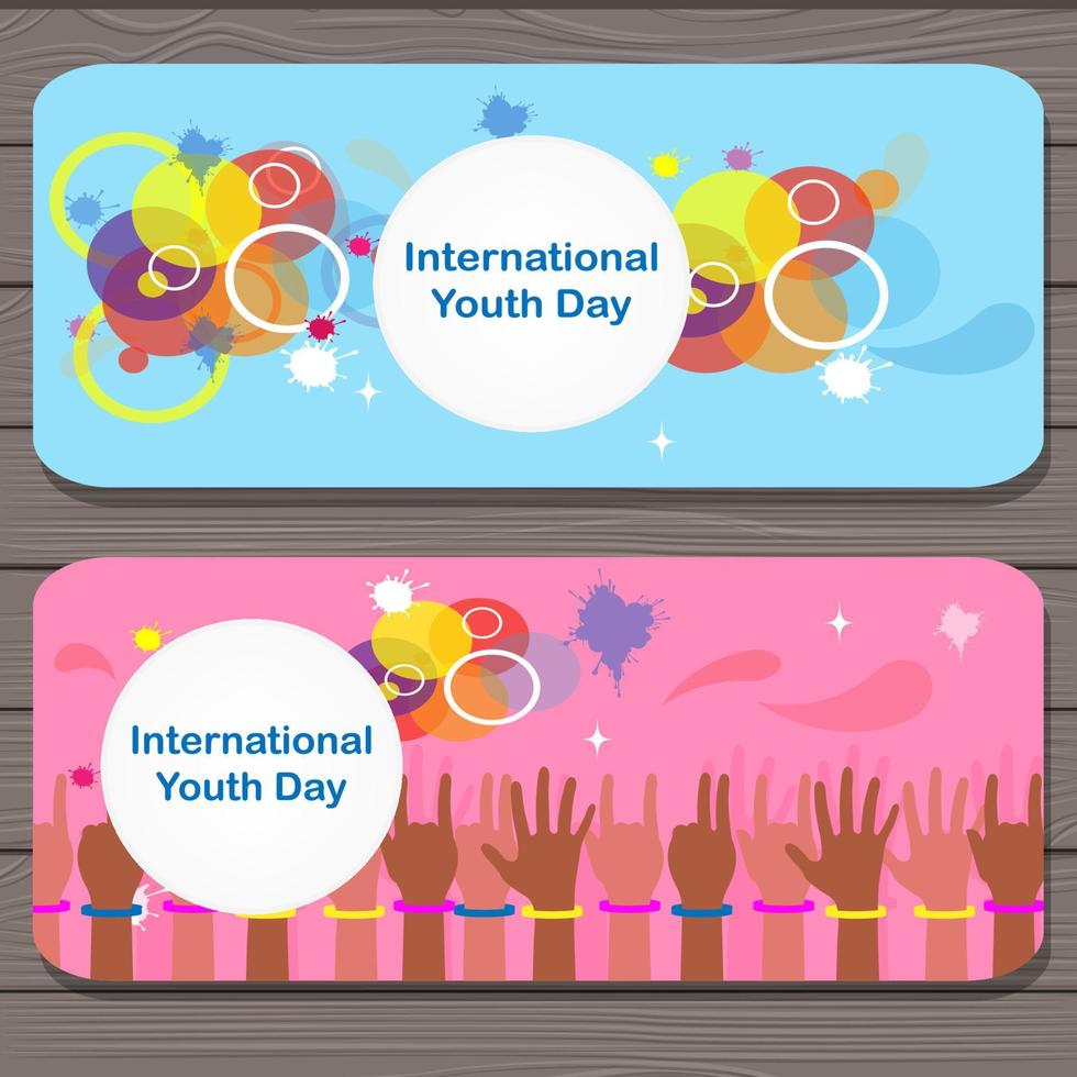 Set of banners Youth Day, people friends, horizontal banner, greeting card, vector illustration