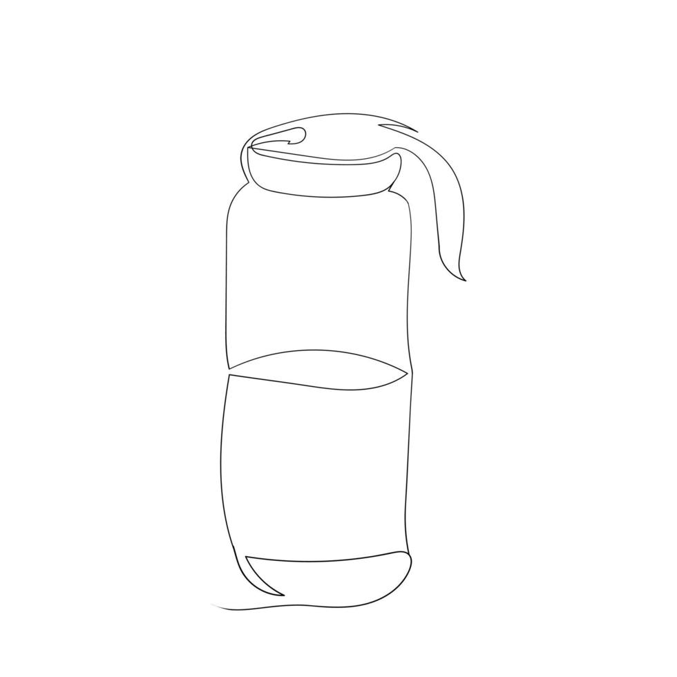 Water bottle line art drawing style, the bottle sketch black linear isolated on white background, the best water bottle line art vector illustration.