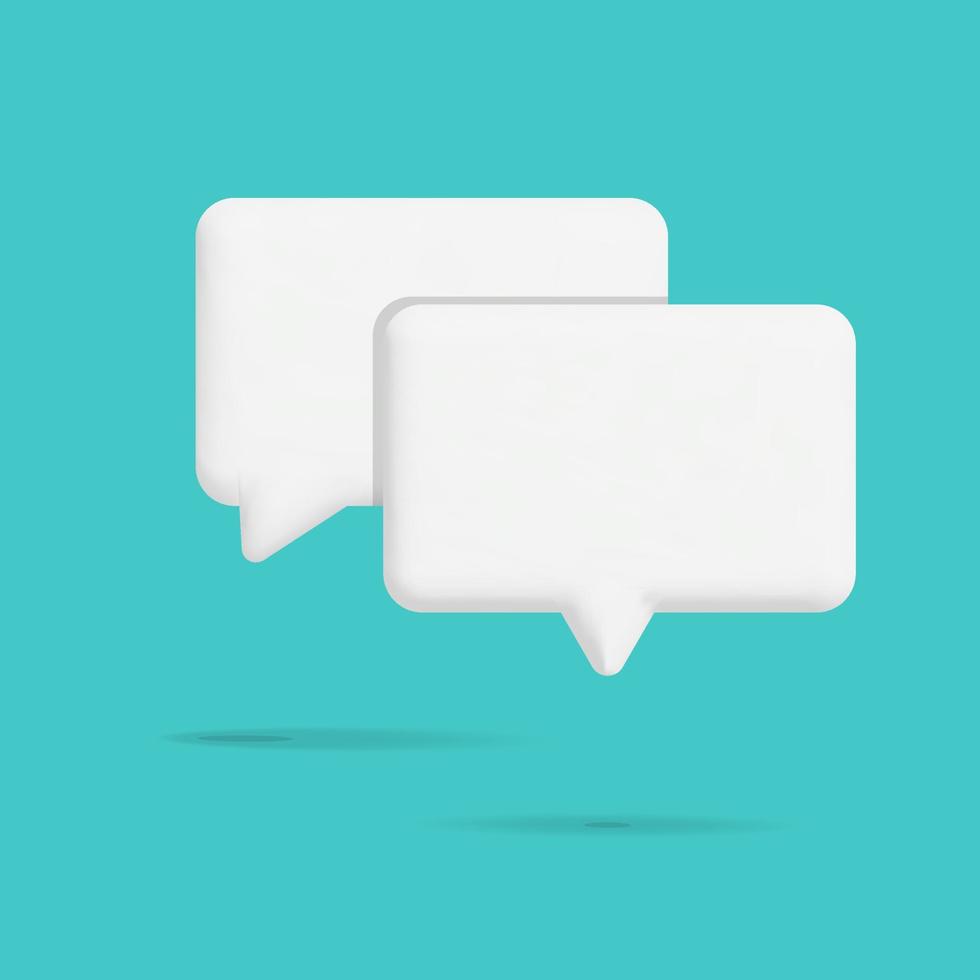 Two white empty space chat bubble 3d vector design icon