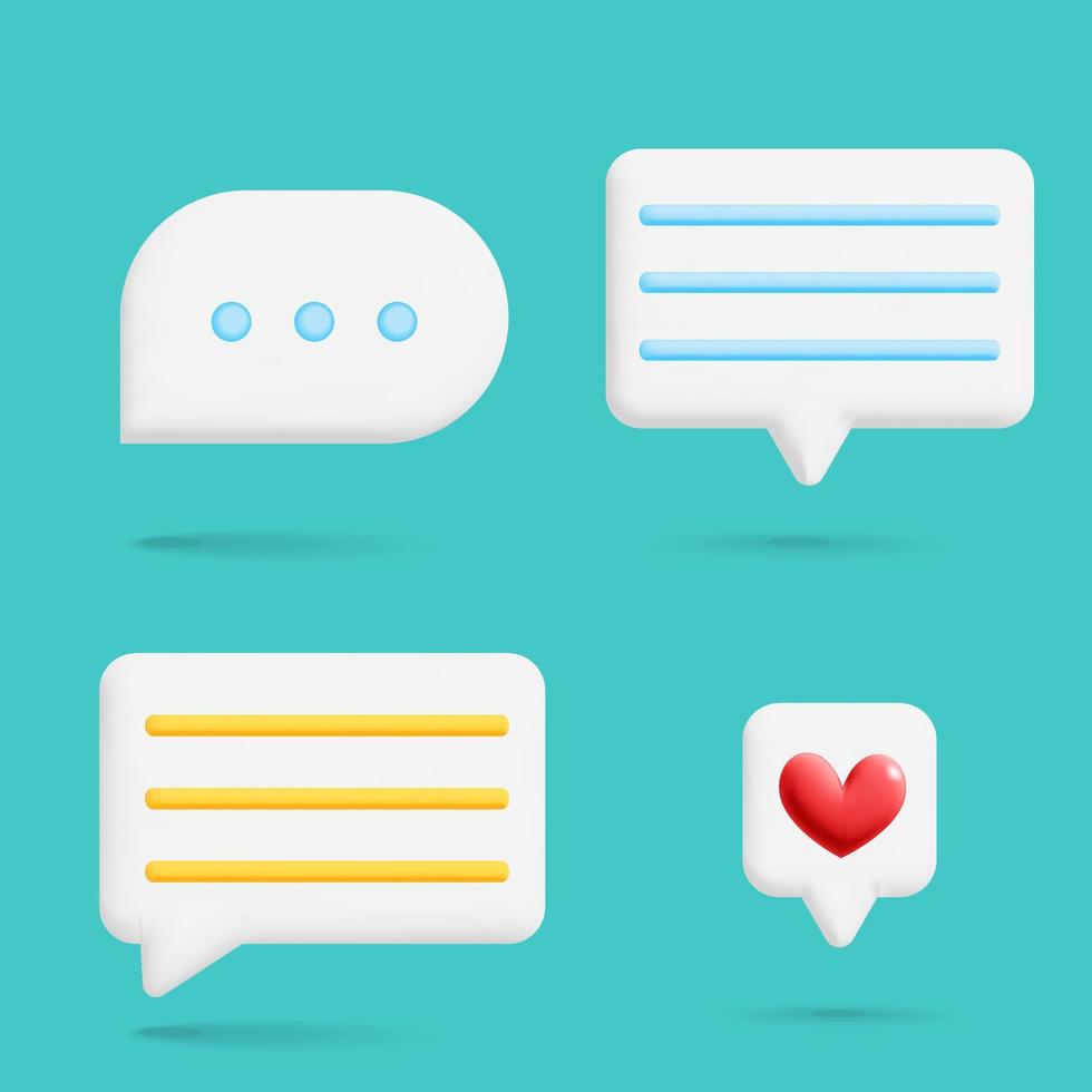 Vector 3d white  notification social media chat bubble icon design