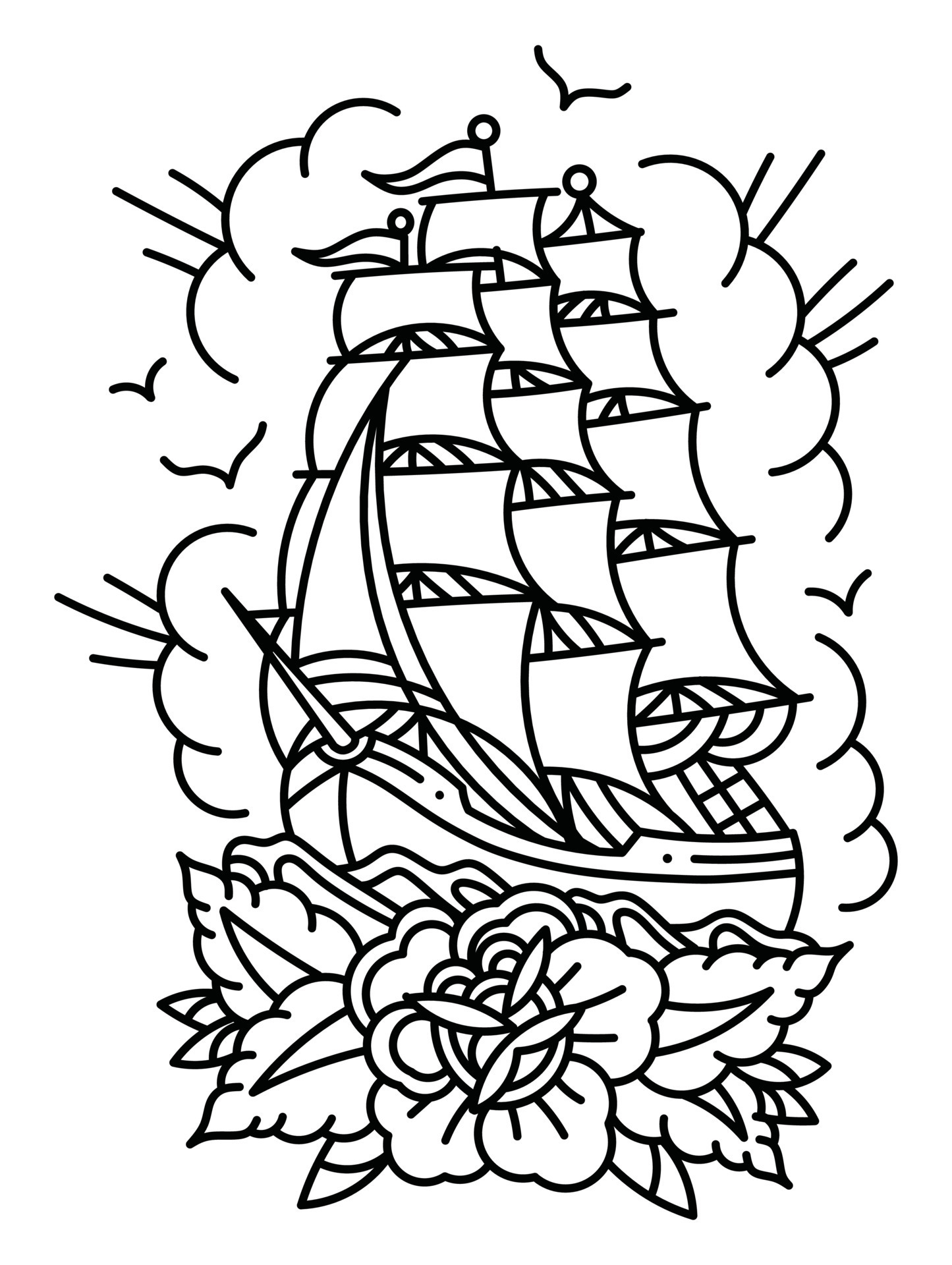 Ship boat old school tattoo on white background, vector illustration.  9156054 Vector Art at Vecteezy