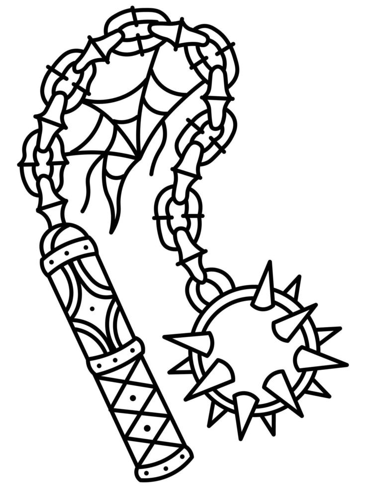 Vector illustration of flail in tattoo style. 9156060 Vector Art at