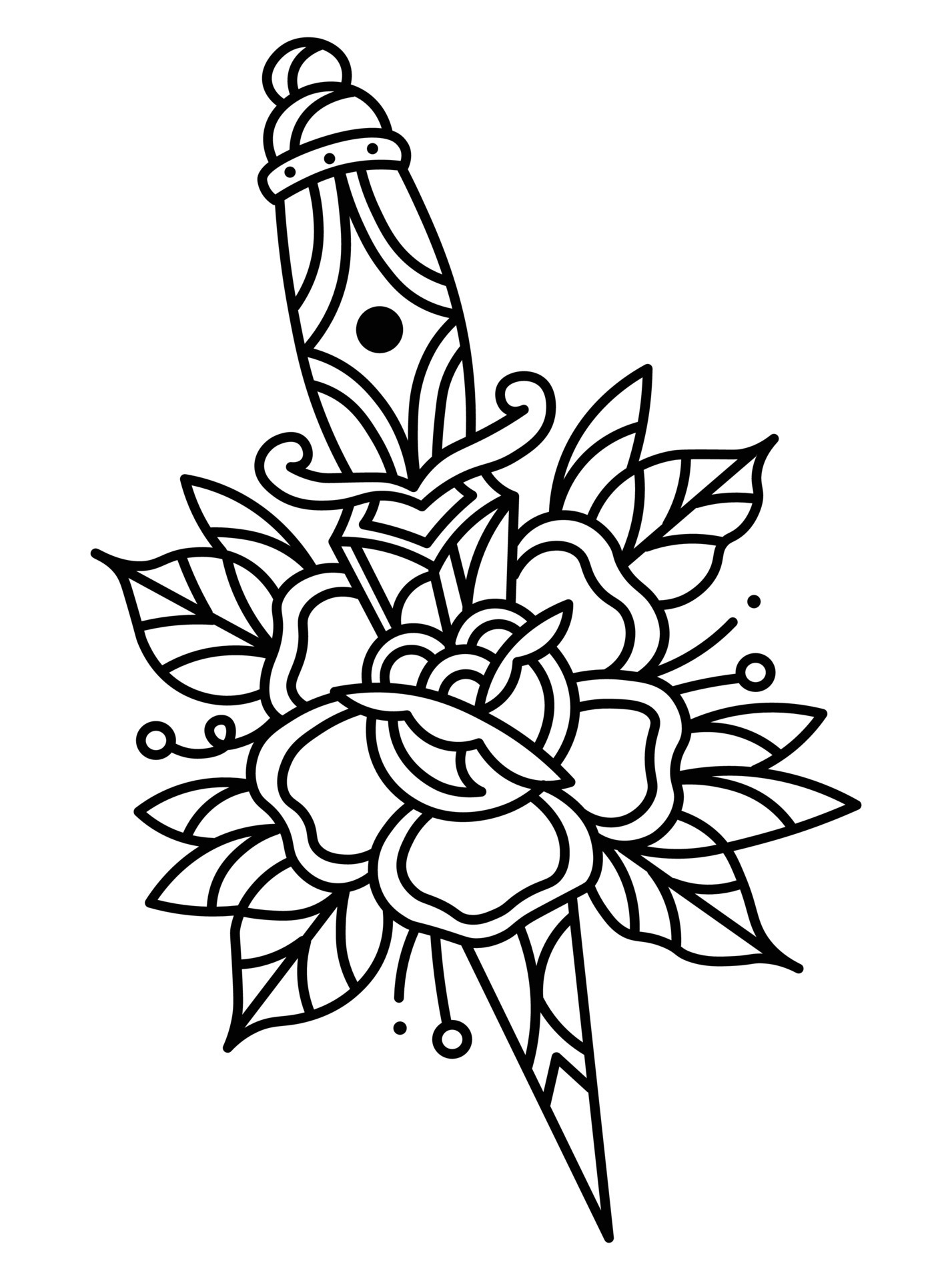 Vector Knife and Flower Traditional Tattoo Design. 9156063 Vector Art at Vecteezy Vector Knife and Flower Traditional Tattoo Design. 9156063 Vector Art at Vecteezy