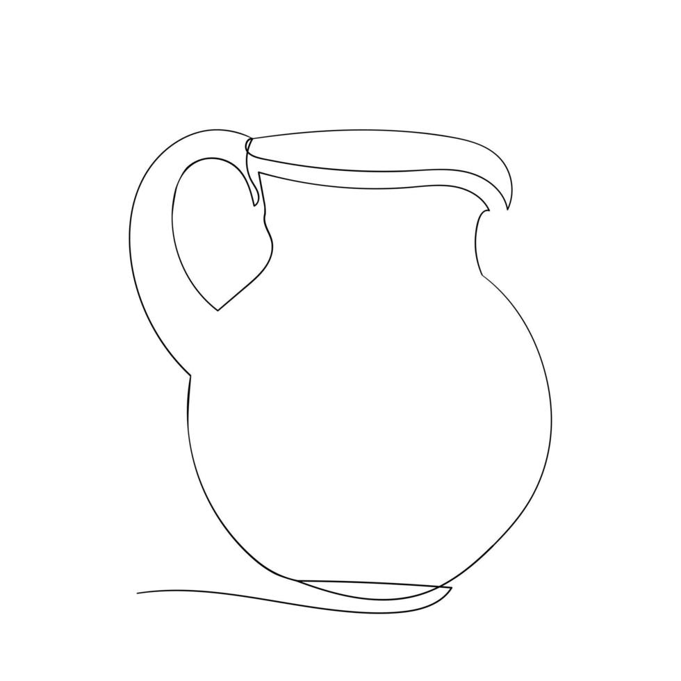 Jug line art drawing style, the jug style sketch black linear isolated on white background, the best jug one line art vector illustration.