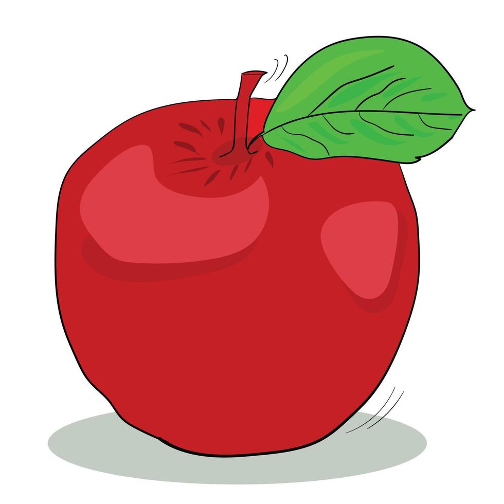 Red apple line art drawing style, rad apple sketch black linear isolated on white background, the best red apple drawing line art vector illustration.