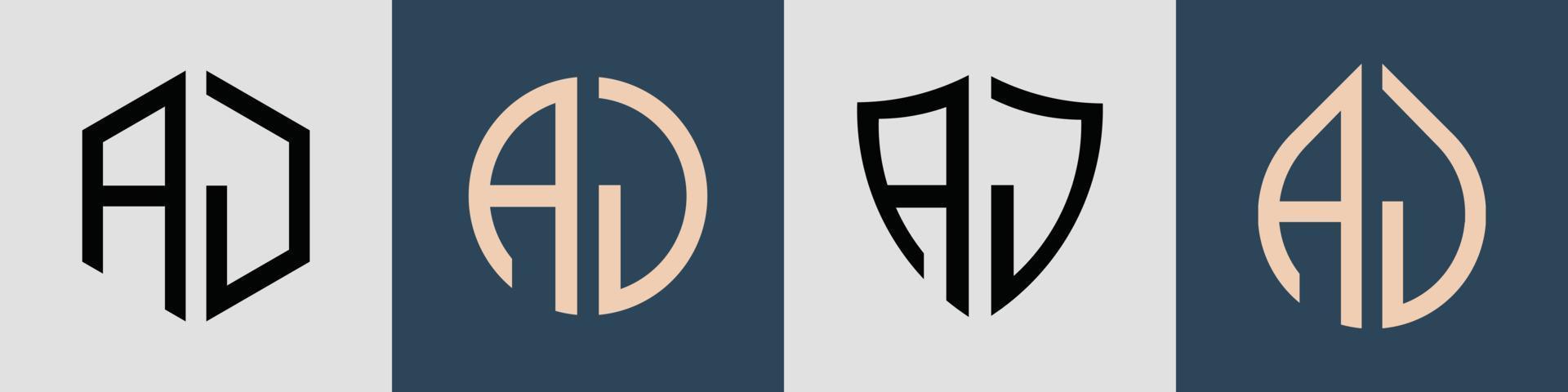 Creative simple Initial Letters AJ Logo Designs Bundle. vector