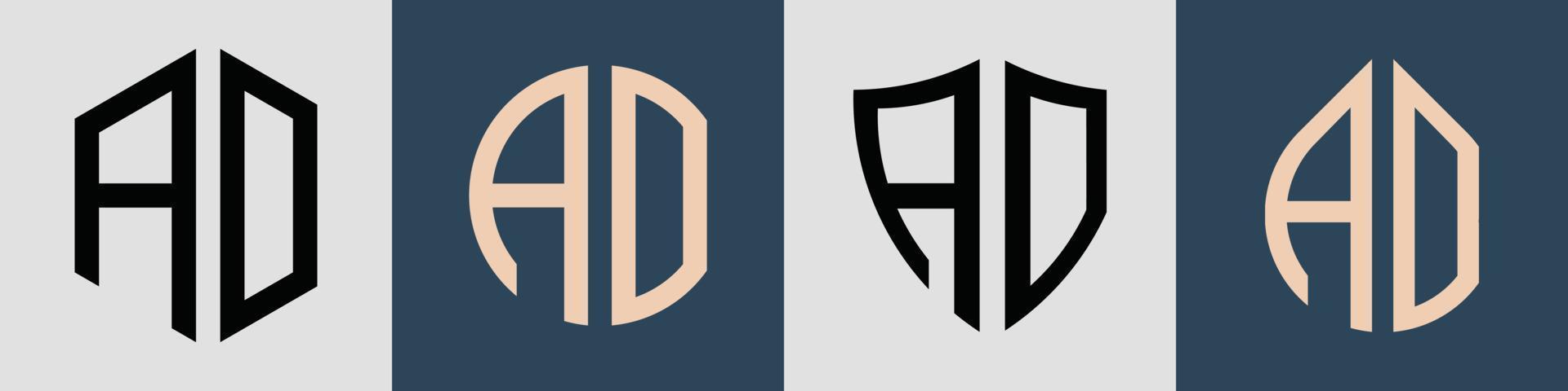 paquete de diseños de logotipos ao de letras iniciales simples y creativas. vector