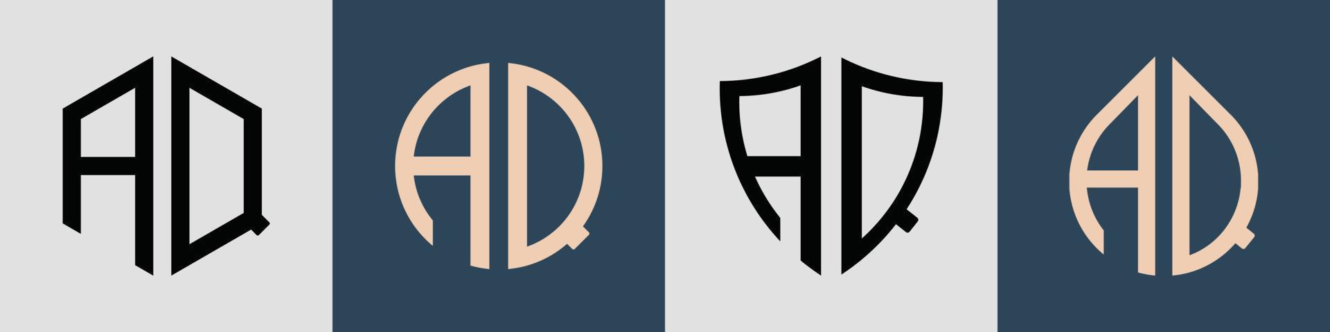 Creative simple Initial Letters AQ Logo Designs Bundle. vector