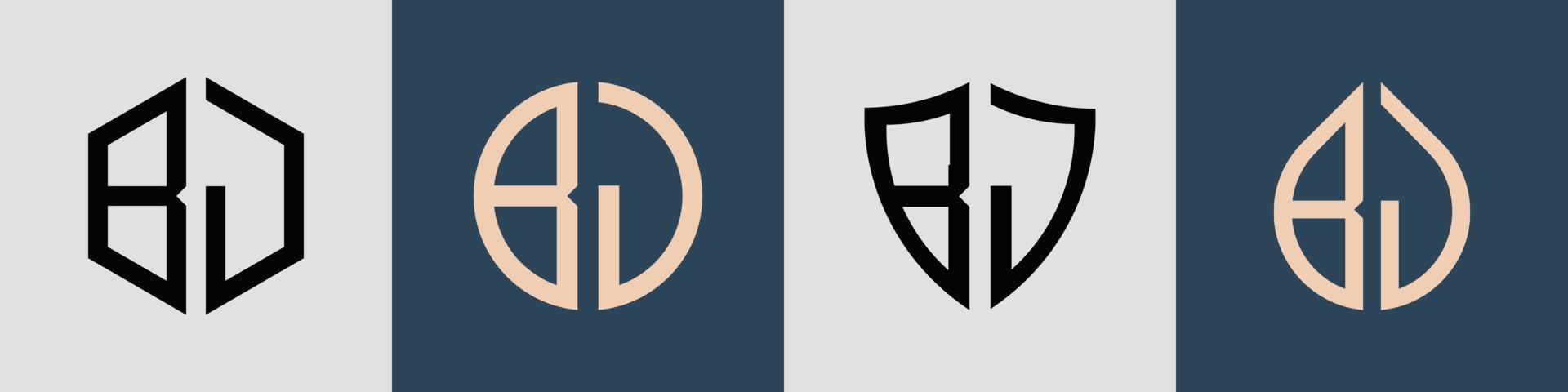 Creative simple Initial Letters BJ Logo Designs Bundle. vector
