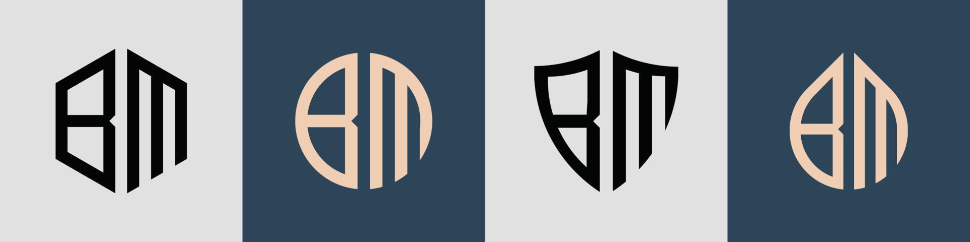 Creative simple Initial Letters BM Logo Designs Bundle. vector