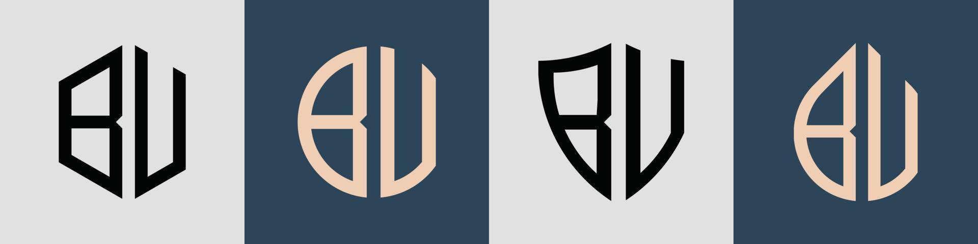 Creative simple Initial Letters BV Logo Designs Bundle. vector