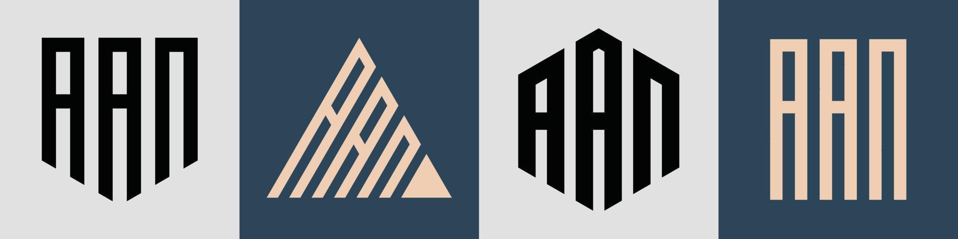 Creative simple Initial Letters AAN Logo Designs Bundle. vector