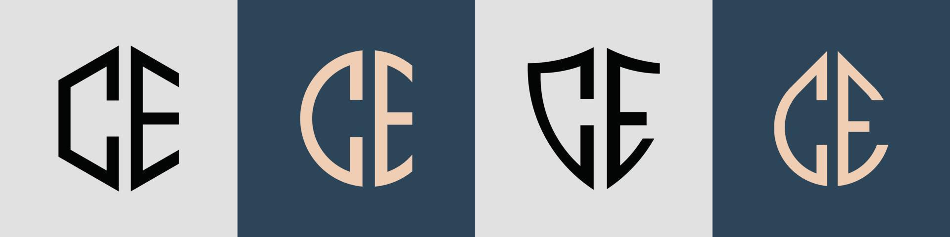 Creative simple Initial Letters CE Logo Designs Bundle. vector
