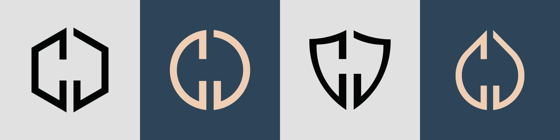 Creative simple Initial Letters CJ Logo Designs Bundle. vector