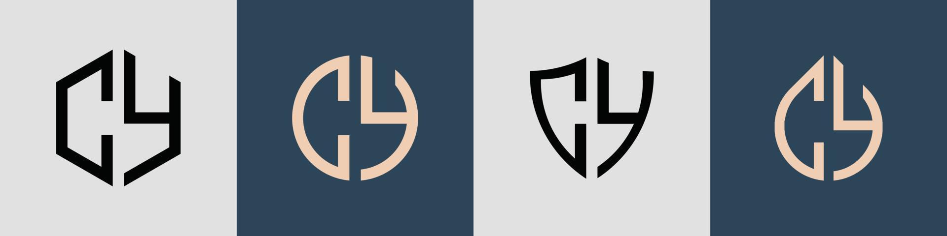 Creative simple Initial Letters CY Logo Designs Bundle. vector
