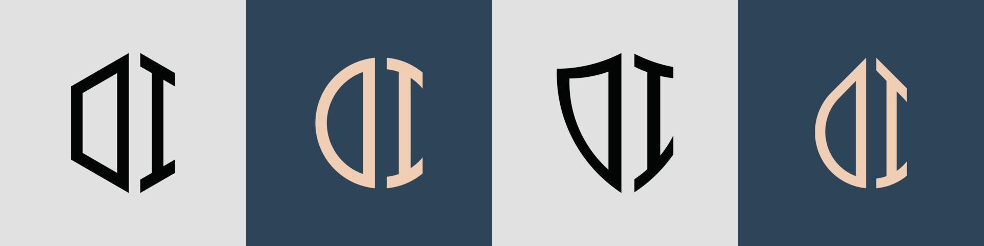 Creative simple Initial Letters DI Logo Designs Bundle. vector