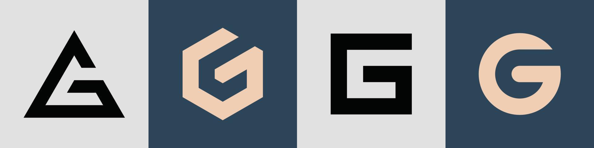 Creative simple Initial Letters G Logo Designs Bundle. vector