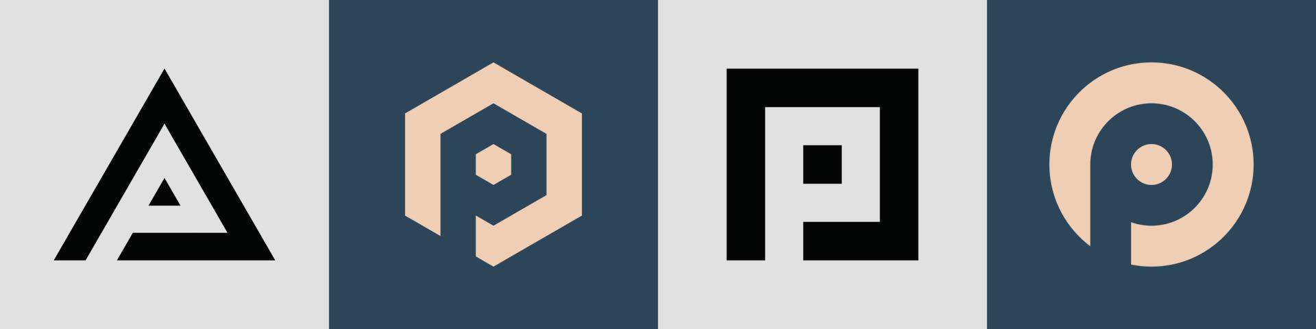 Paquete creativo de diseños de logotipo de letras iniciales simples p. vector