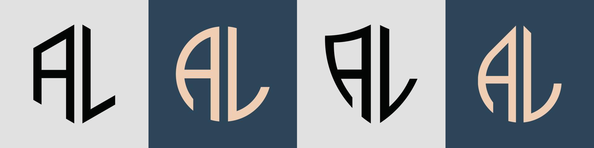Creative simple Initial Letters AL Logo Designs Bundle. vector