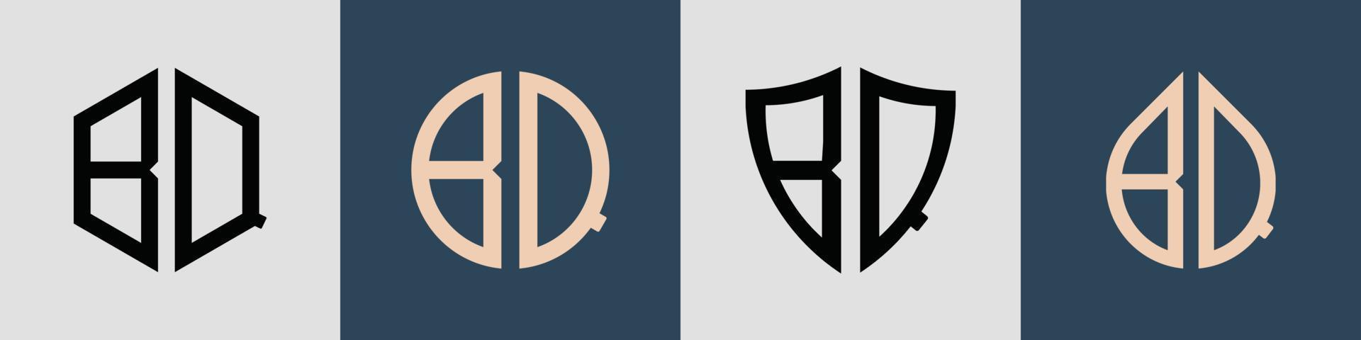Creative simple Initial Letters BQ Logo Designs Bundle. vector
