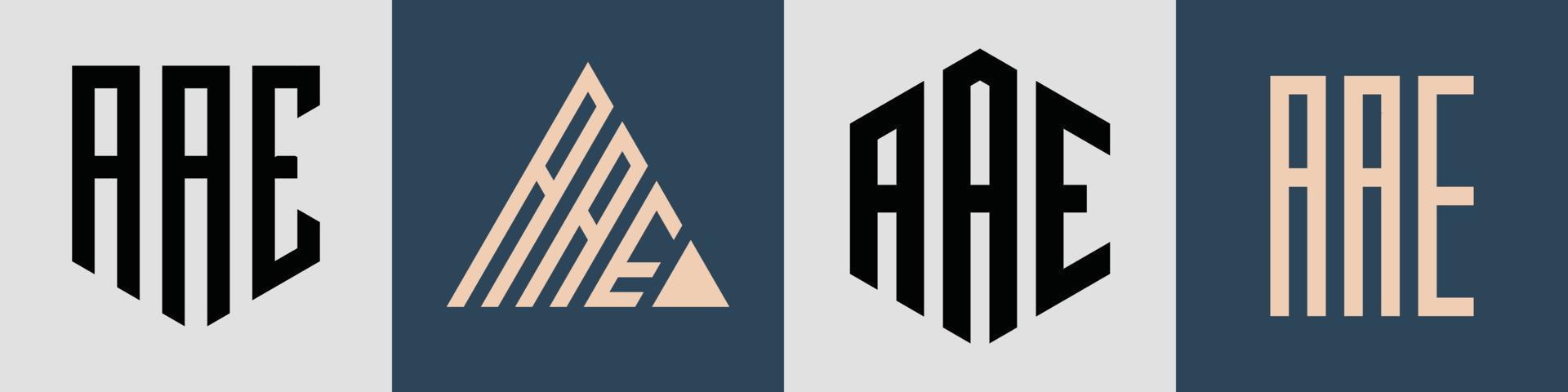 Paquete de diseños de logotipos aae de letras iniciales simples y creativas. vector
