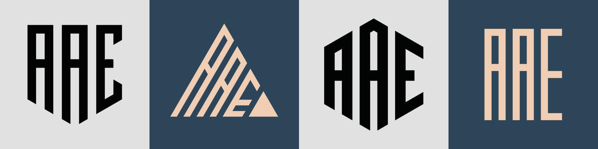 Creative simple Initial Letters AAE Logo Designs Bundle. vector