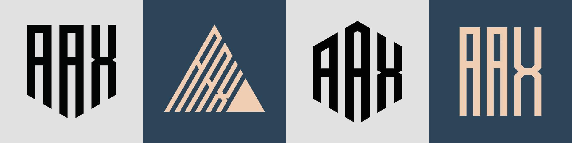 Paquete de diseños de logotipo de aax con letras iniciales simples y creativas. vector