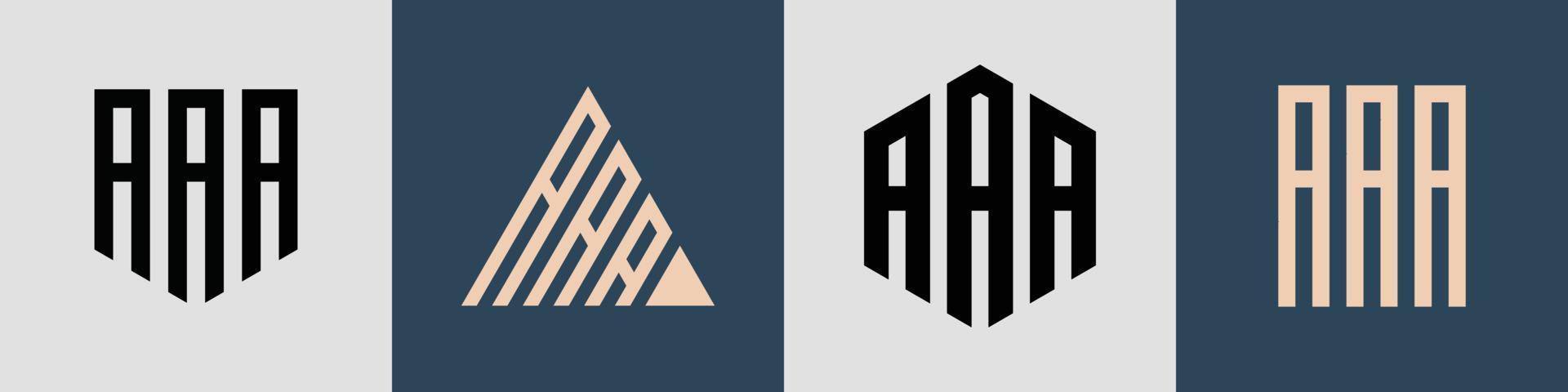 Paquete de diseños de logotipo aaa de letras iniciales simples y creativas. vector