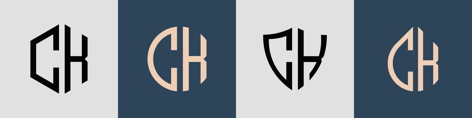 Creative simple Initial Letters CK Logo Designs Bundle. vector