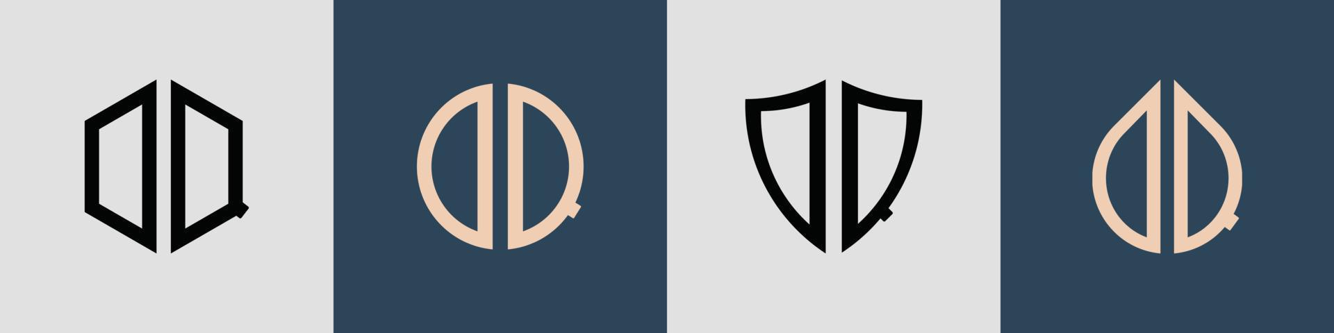 Creative simple Initial Letters DQ Logo Designs Bundle. vector