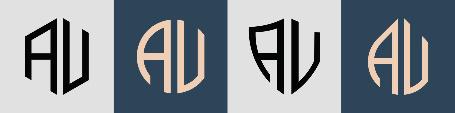 paquete de diseños de logotipos av con letras iniciales simples y creativas. vector