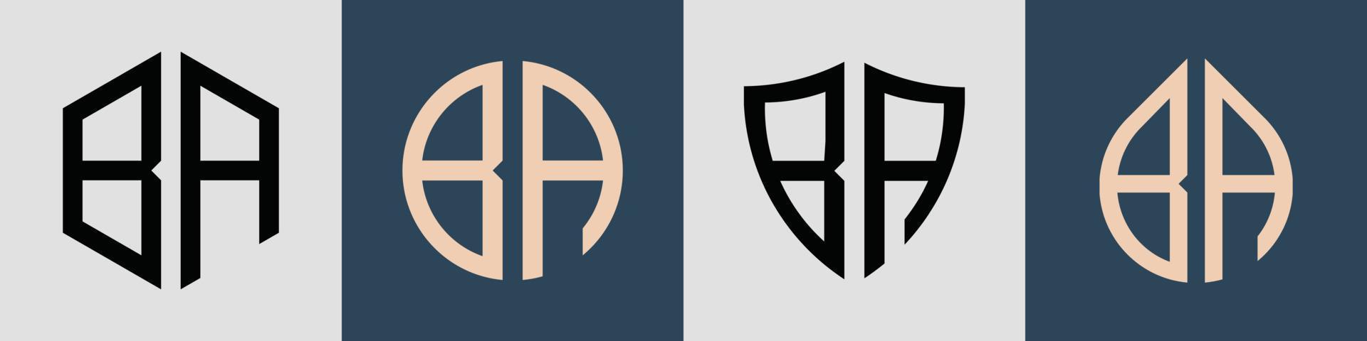 Paquete de diseños de logotipos de ba con letras iniciales sencillas y creativas. vector
