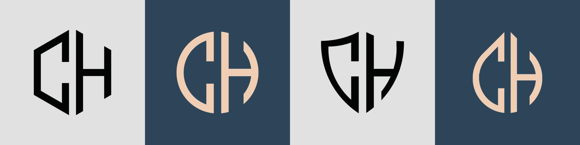 Creative simple Initial Letters CH Logo Designs Bundle. vector