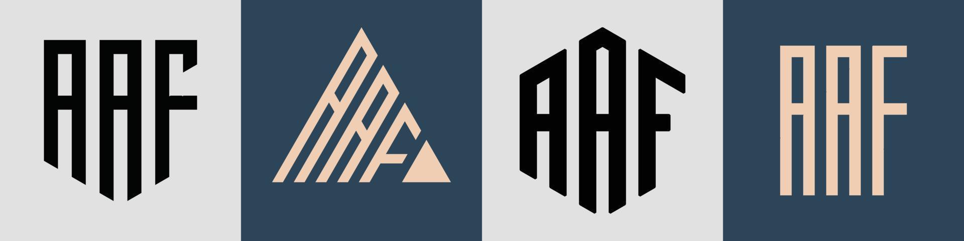 Paquete de diseños de logotipos aaf con letras iniciales simples y creativas. vector