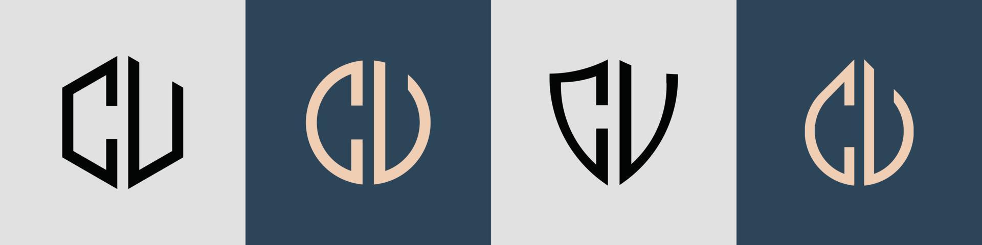 Creative simple Initial Letters CU Logo Designs Bundle. vector
