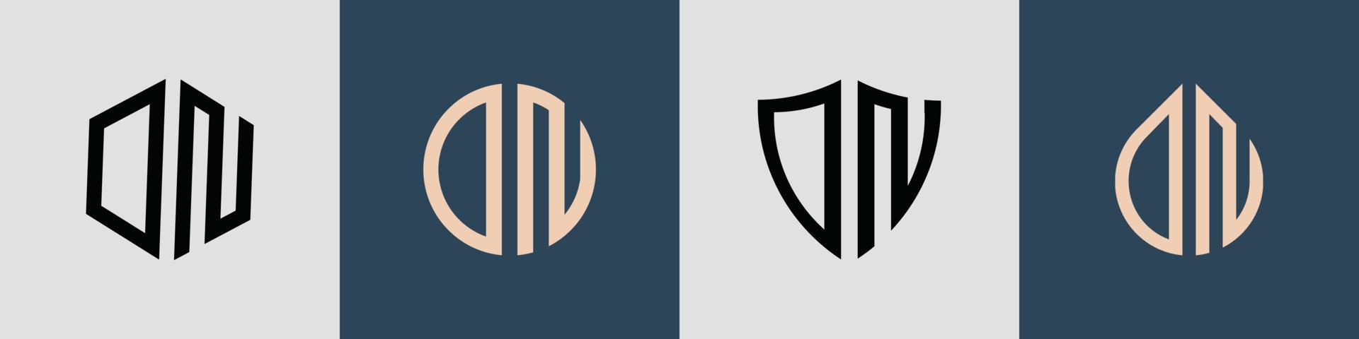 paquete de diseños de logotipos dn de letras iniciales simples y creativas. vector