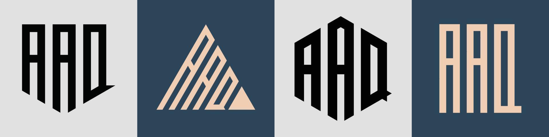 Creative simple Initial Letters AAQ Logo Designs Bundle. vector