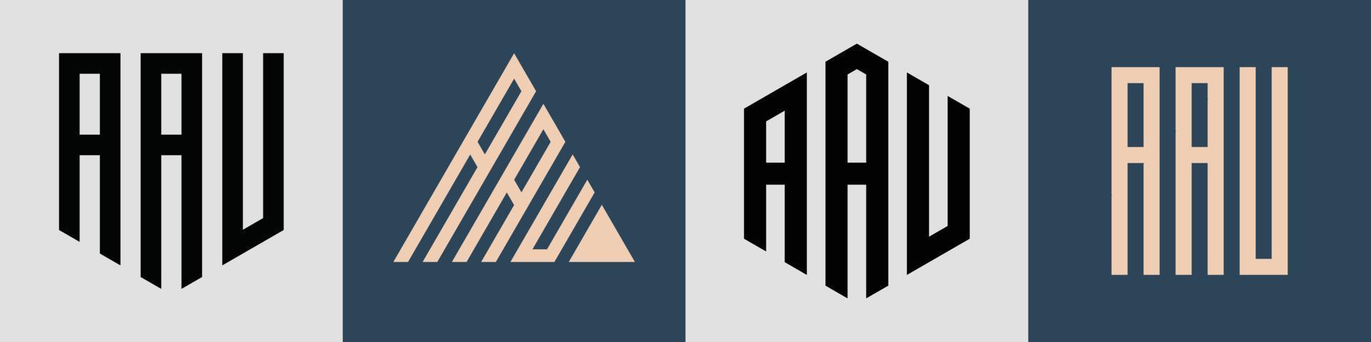 Paquete creativo de diseños de logotipos de letras iniciales simples aau. vector